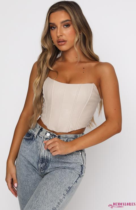 Áo ống bằng da PU nâng ngực thời trang quyến rũ cho nữ