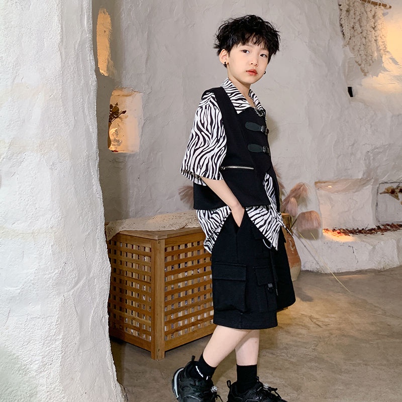 Set Áo Ba Lỗ Kèm Quần Short Da Thời Trang Cho Bé Trai