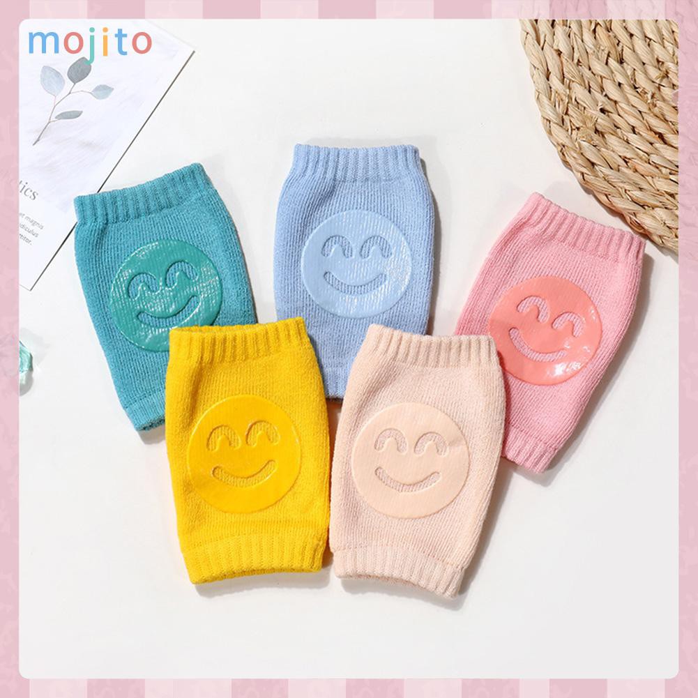 (Hàng Mới Về) 1 Cặp Đệm Đầu Gối In Hình Mặt Cười Bằng Cotton Cho Trẻ Sơ Sinh Tập Bò