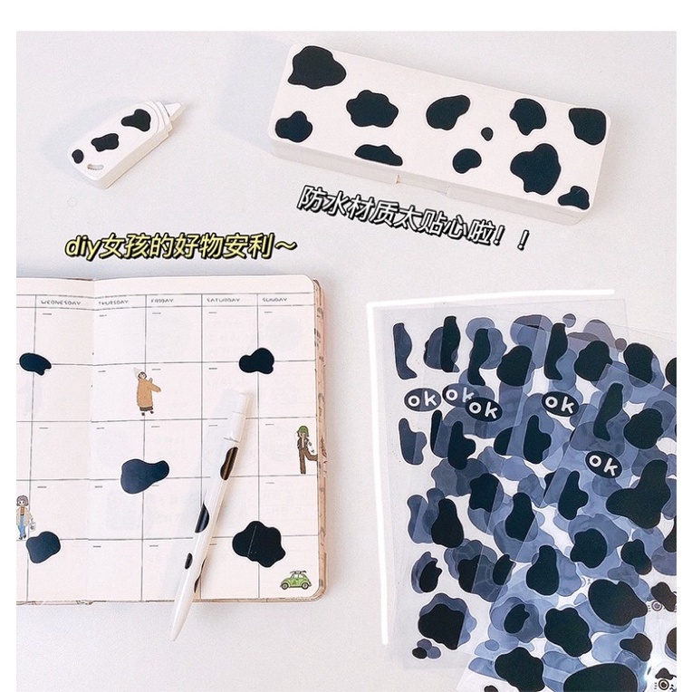 Sticker trang trí hoạ tiết bò sữa chống thấm nước siêu dính J90