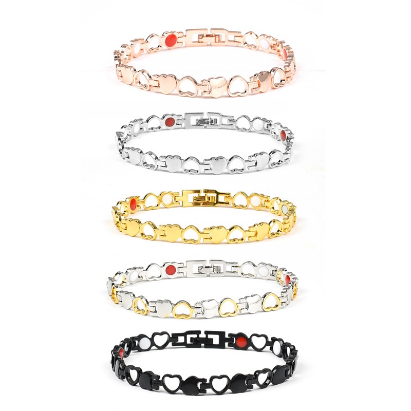 Vòng Tay Thép Titan Phối Nam Châm Hình Trái Tim Thời Trang