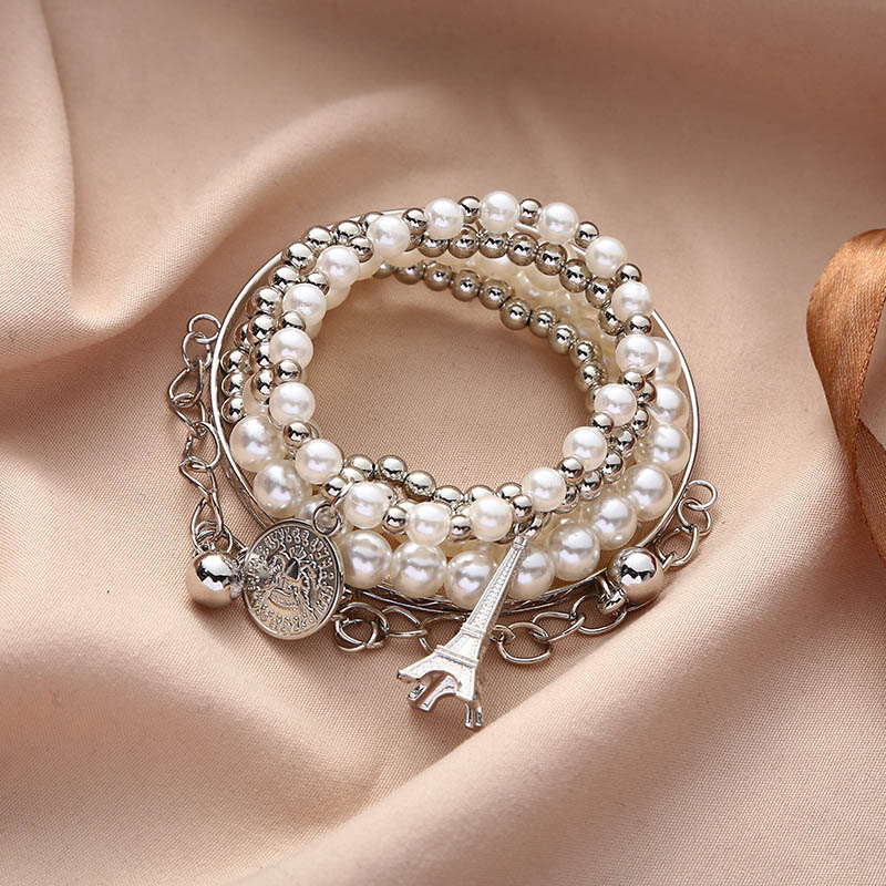 Vòng tay chuỗi hạt mặt hình tháp Eiffel phong cách vintage