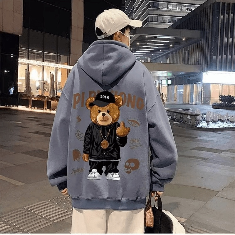 Áo hoodie Thể Thao Dáng Rộng In Họa Tiết Hoạt Hình Phong Cách Hip Hop Đường Phố Nhật Bản Cho Nam