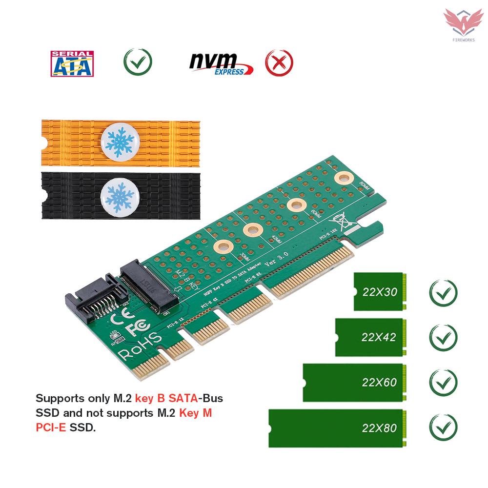 NGFF M.2 B Key SATA-Bus SSD to SATA3 Adapter Converter Card PCI Express Slot with Heatsink SATA Cable Supports 2230 2242 2260 2280 M.2 SSD (Gold)