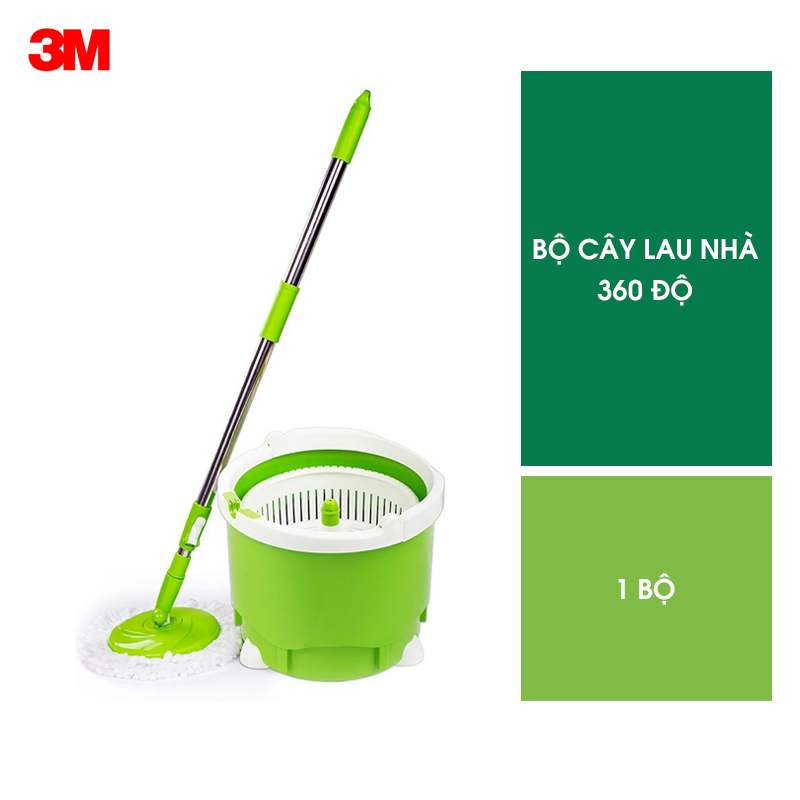 Bộ cây lau nhà 360 độ Scotch Brite 3M Đa năng, thông minh với lồng giặt và vắt tích hợp