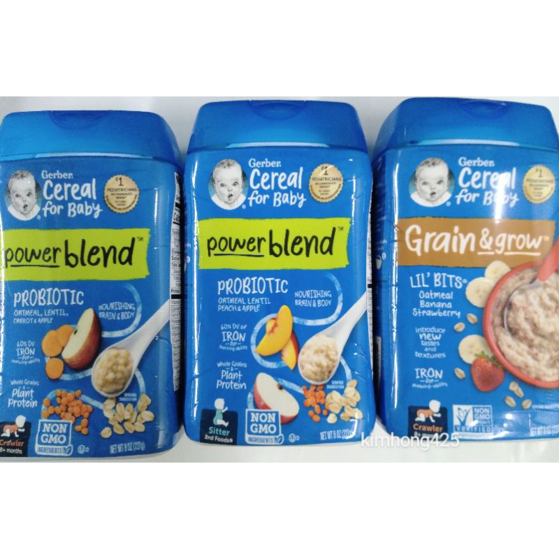 (Mỹ - date từ 31/05/2023) Bột ăn dặm gạo và yến mạch Gerber 227g cho bé từ 8 tháng, nhiều vị trái cây