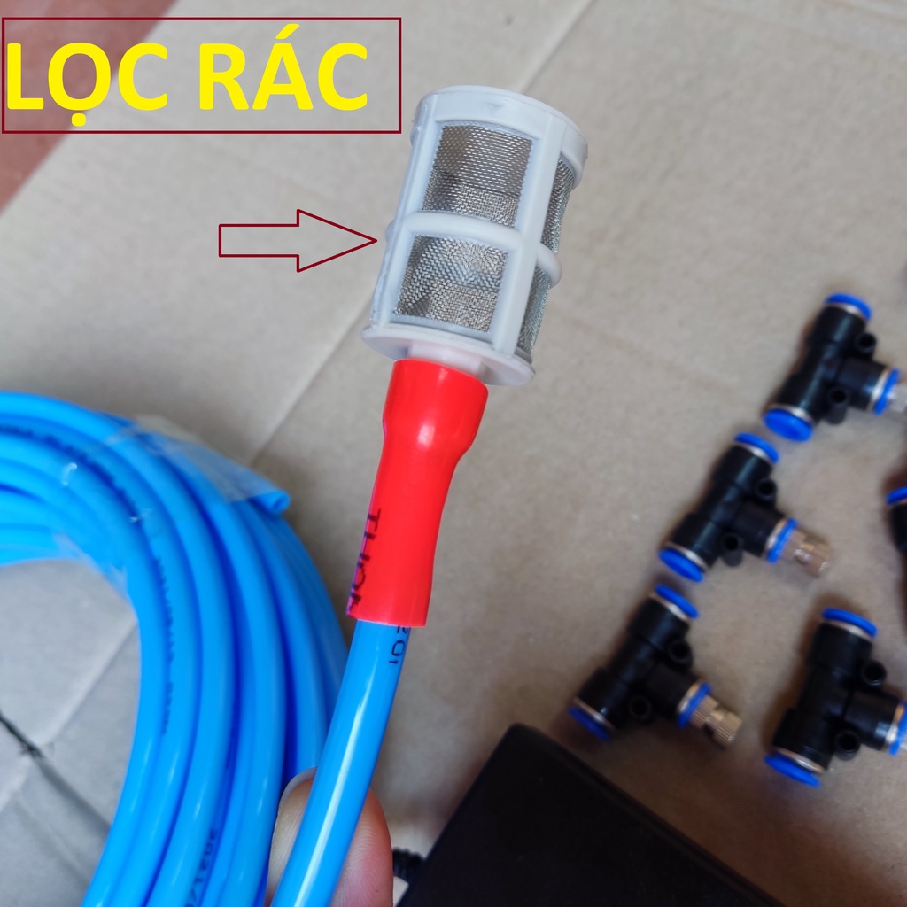Bộ máy bơm phun sương 12v 5 béc đến 30 béc, kèm điều chỉnh lượng nước, làm mát, tưới lan