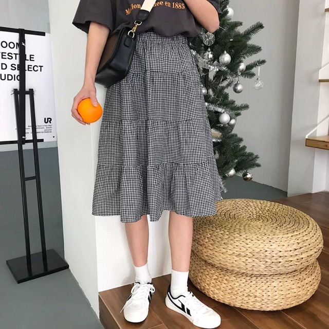 CHÂN VÁY CARO TẦNG DÁNG DÀI ULZZANG | BigBuy360 - bigbuy360.vn