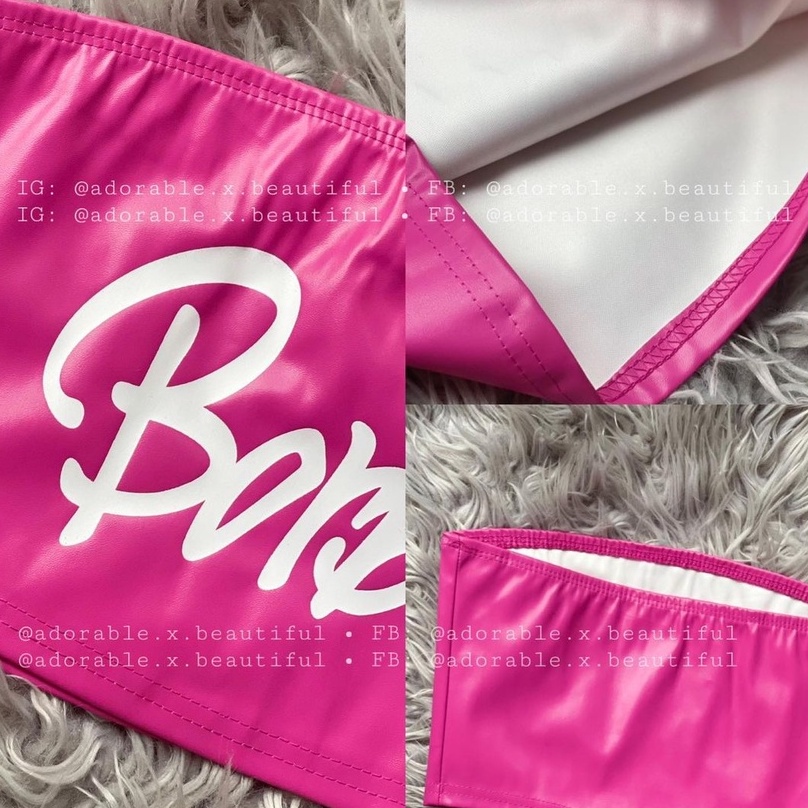 Áo Ống Da "Barbie" , Áo Croptop Hồng Họa Tiết Chữ Da Pu Phong Cách Uzzang Hot Trend