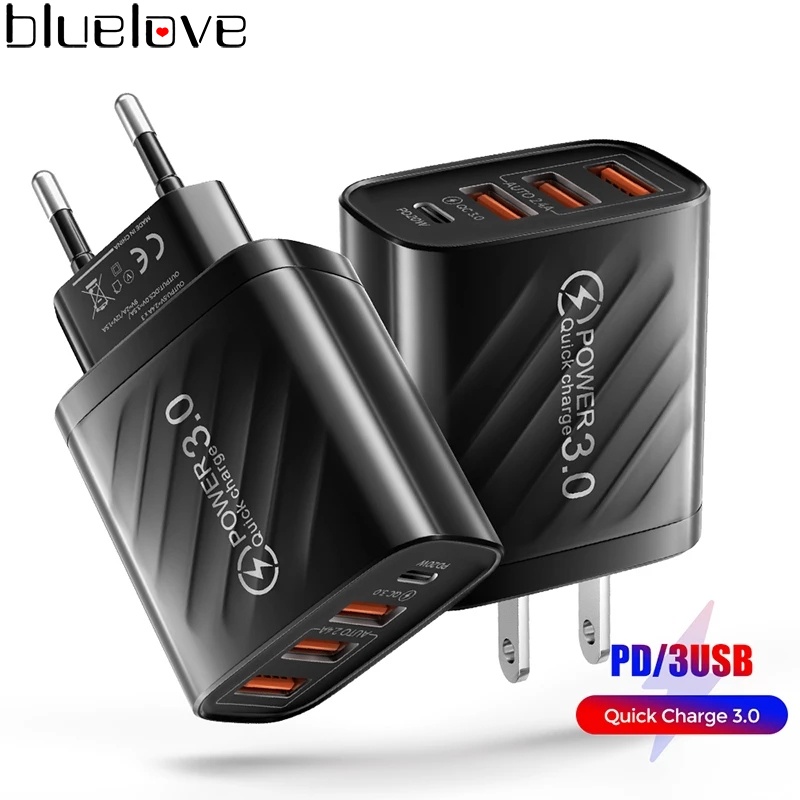 Củ Sạc 10W 4 Cổng USB Gắn Tường Tương Thích Với iPhone Và Android