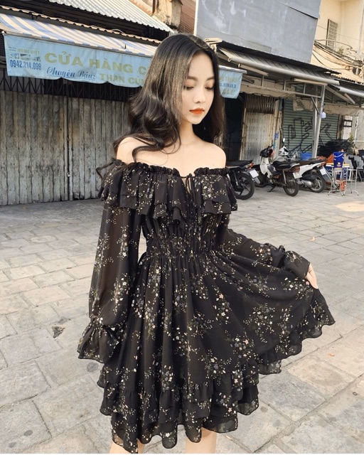 ĐẦM TRỄ VAI HOA XOÈ STYTE ULLZANG | BigBuy360 - bigbuy360.vn