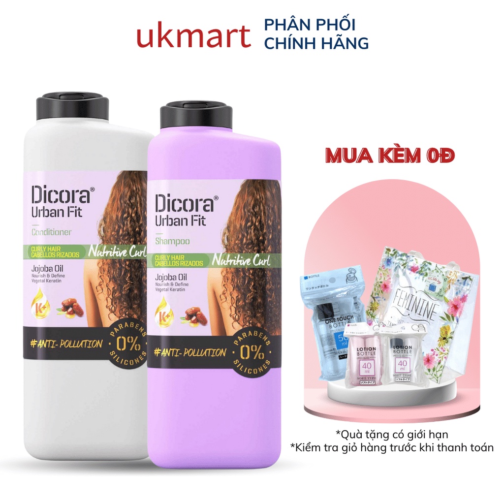 Cặp Dầu Gội Xả Dành Cho Tóc Xoăn Dicora Urban Fit Chiết Xuất Tinh Dầu Jojoba 400ml