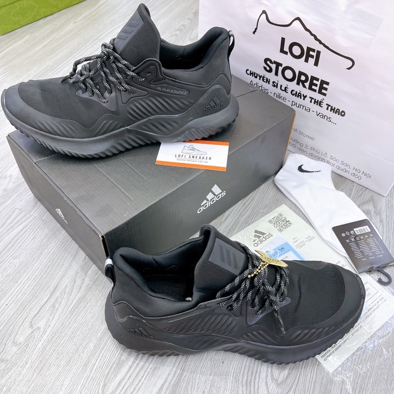Giày sneaker Anpha Bouce full đen hàng cao cấp cho nam chạy bộ tập gym siêu êm