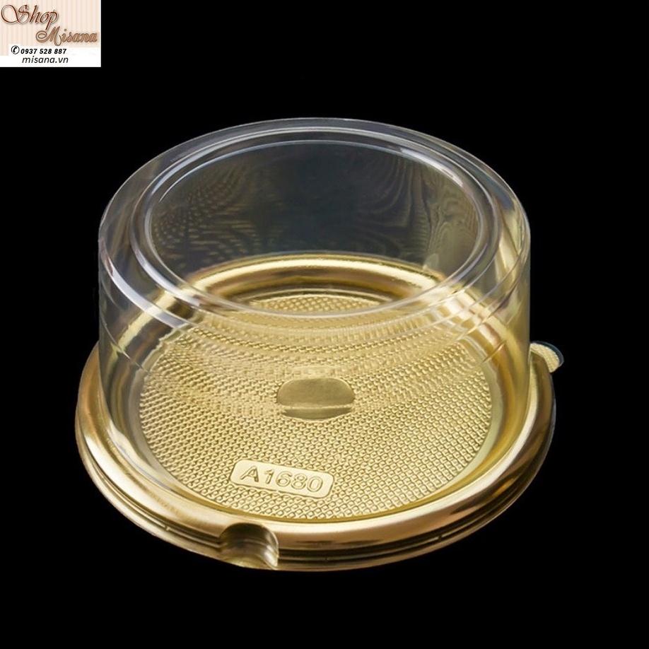 Bộ 10 hộp nhựa tròn đế vàng A1680 kích thước 16x16x8cm
