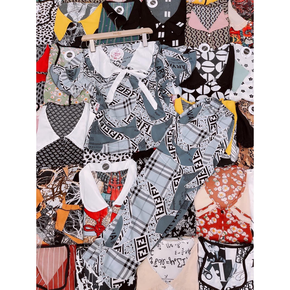 Đồ Bộ Mặc Nhà, Pijama, Đồ ngủ Nữ Dài Cộc Tay - Lụa Mango Cao Cấp - Kiểu dáng tiểu thư sang trọng