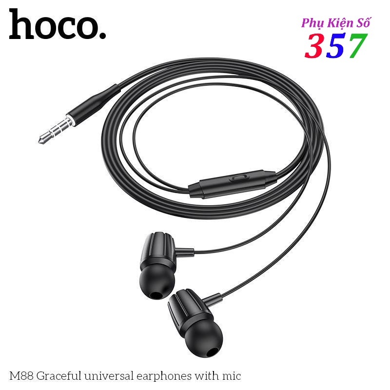 Tai Nghe có dây Hoco M88 Jack cắm 3.5mm có Mic đàm thoại Bas căng - chính hãng