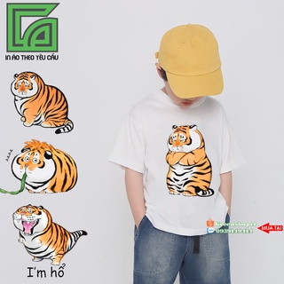 Áo Thun Bé Trai In Hình Con Hổ Béo Con Cọp Tết 2022 Áo Gia Đình Vải Thái Đủ Size