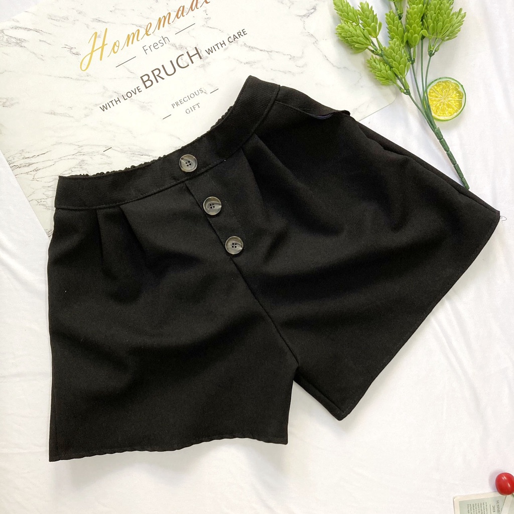 Quần đùi nữ từ 45-52kg - quần short nữ vải kaki mềm mát phối nút Lưng Cao - QU69
