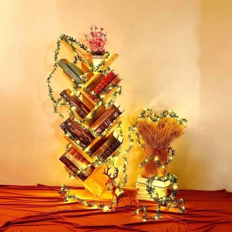 Dây đèn LED dài 2m chống nước hình lá xanh trang trí giáng sinh