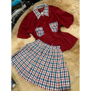 Set chân váy caro