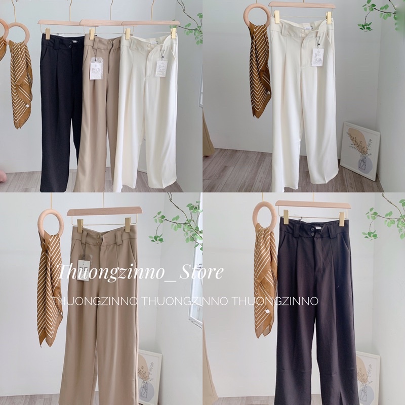 [Hàng Quảng Châu]Quần ống rộng”0565” loại 1 thiết kế 2 cúc đỉa to hàng Quảng Cháu Quần ống rộng chất mướt Hàn Quốc
