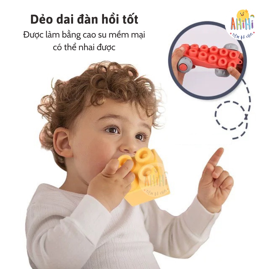 Đồ Chơi Xếp Hình Thông Minh Ahihi - Chất Liệu Nhựa Dẻo An Toàn - Miếng Ghép To - Có Hộp Đựng