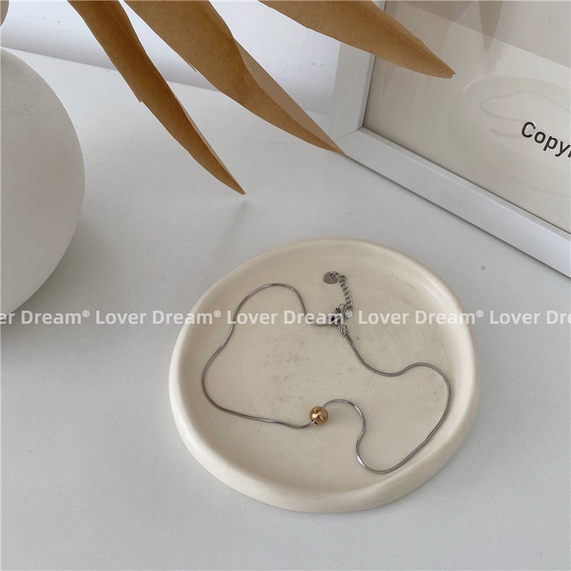 Vòng cổ thép titan mặt tròn màu bạc/vàng phong cách vintage