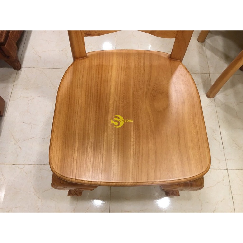 Bộ bàn ăn louis gỗ gõ đỏ 8 ghế vuông lượn
