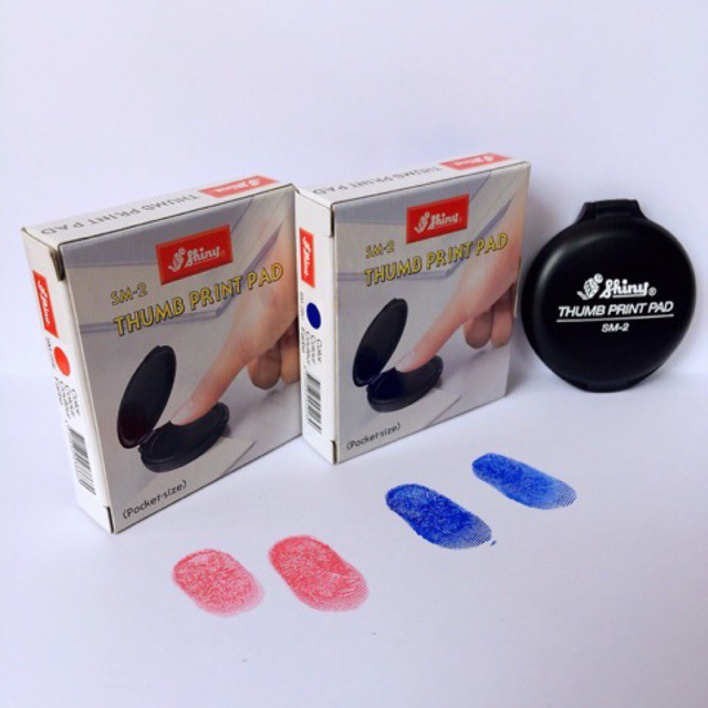 Khay tampon mực lăn tay màu đen Shiny Thumb print pad SM-2A - Hộp mực lăn chỉ tay SM 2 A không dính tay