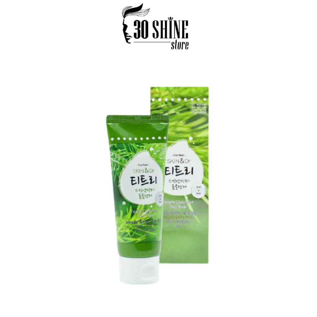 Sữa rửa mặt nam 30Shine phân phối chính hãng Skin&dr Tràm trà 80g cho da mụn, da dầu, dưỡng ẩm trắng da