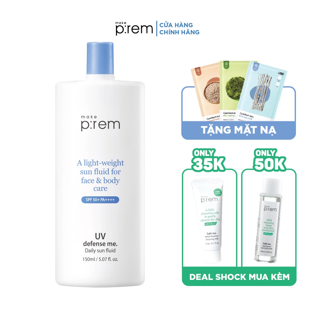 Kem Chống Nắng Make P:rem UV defense me. Daily sun fluid 150ml