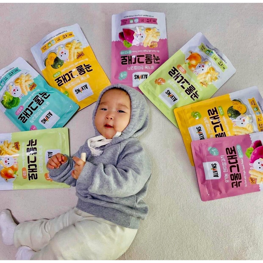 Bánh Gạo Lứt Ăn Dặm Hữu Cơ  ALVIN'S Hàn Quốc Cho Bé 6M Thơm Ngon, Dễ Tan