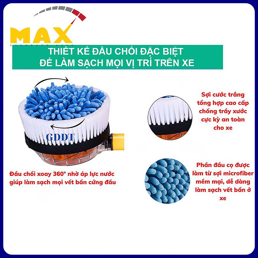 Chổi Rửa Xe Ô Tô MAX STORE Siêu Mịn Xoay 360 Độ Thông Minh Tiện Lợi Đánh Bay Mọi Vết Bẩn