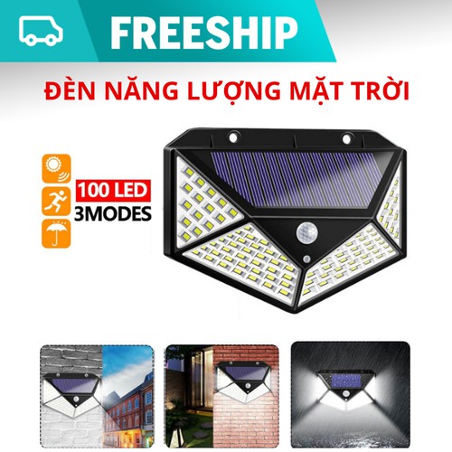 Đèn led năng lượng mặt trời cảm biến 100 led