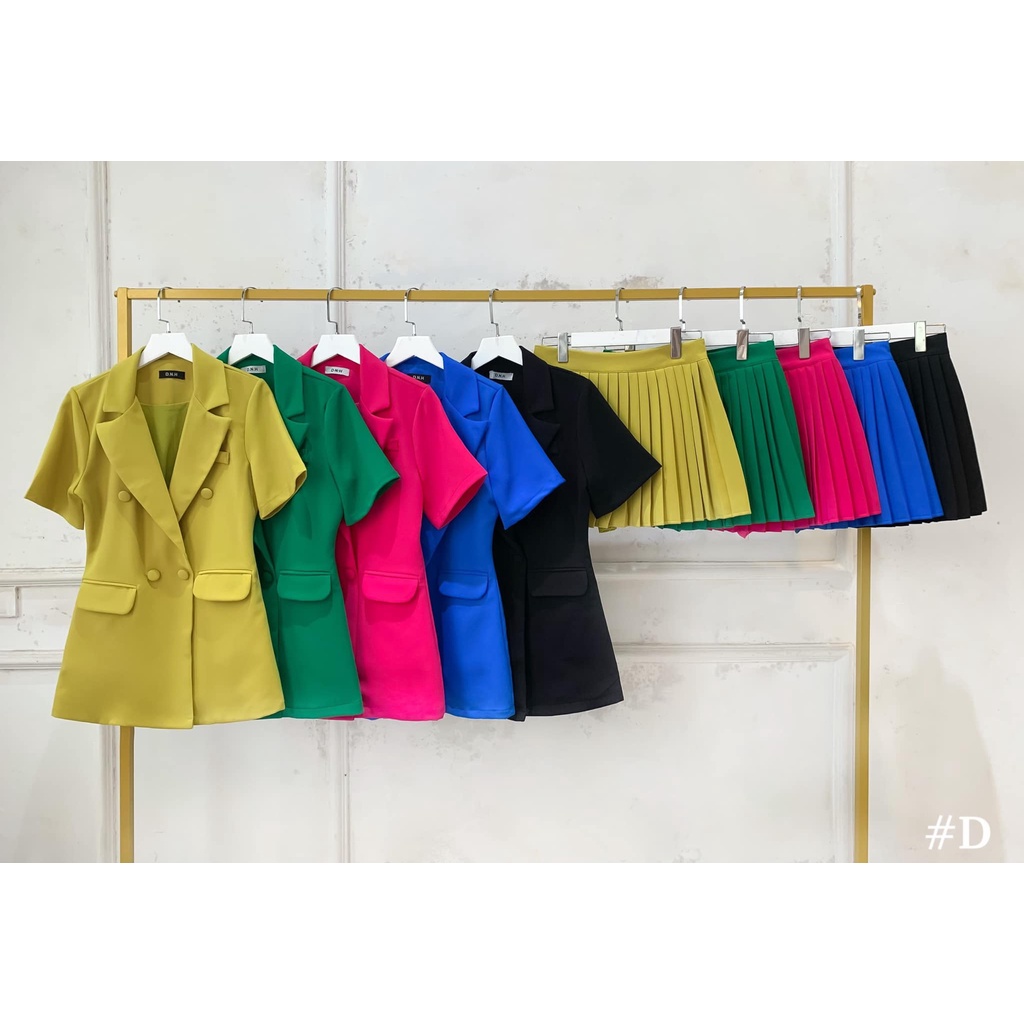 Sét vest chân váy dập ly