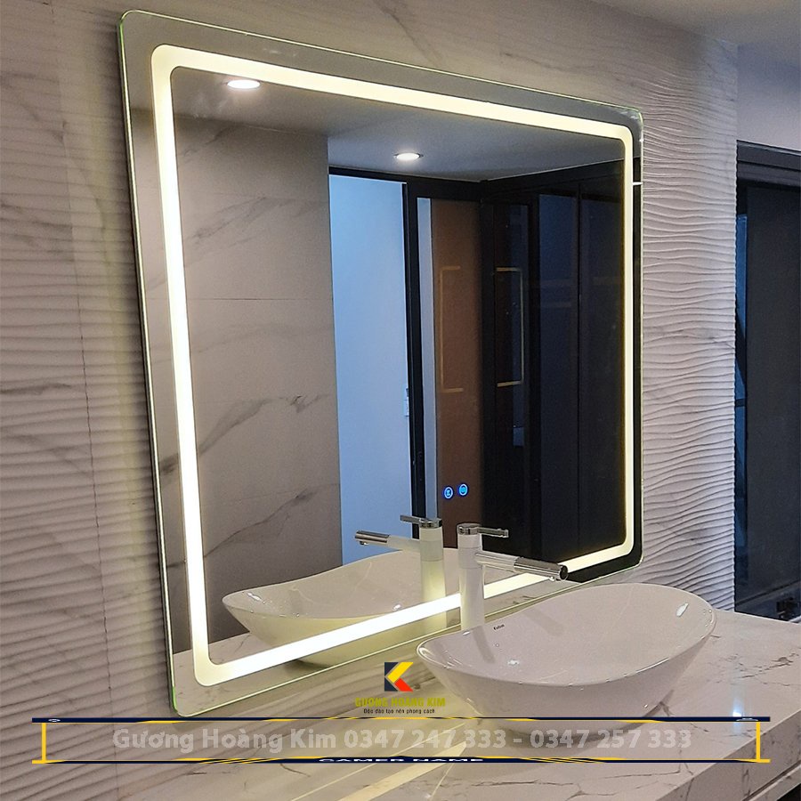 Gương đèn led cảm ứng đển bàn trang điểm treo tường chữ nhật nhà tắm thông minh kích thước 60x80 - guonghoangkim mirror