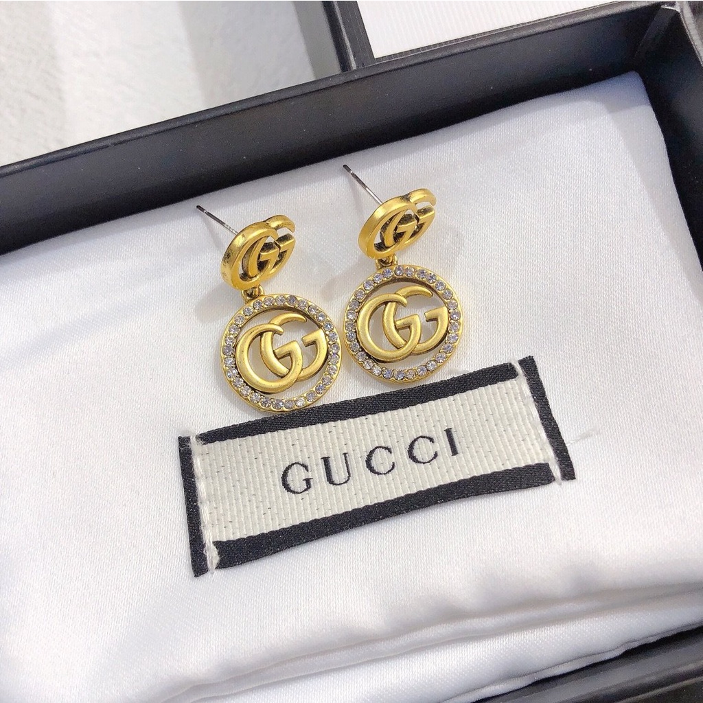 Bông Tai Gucci Bằng Thép Titan Hình Logo GG Đôi Thời Trang Cho Nữ
