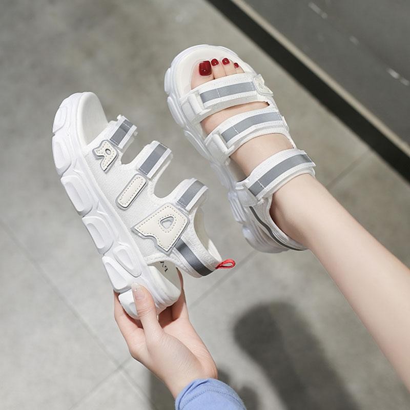 Sandal nữ 3 quai ngang đế cao 3 phân viền phản quang Bụng Bự Store