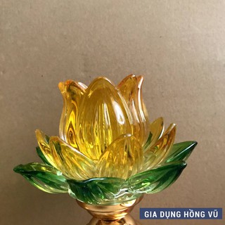 Đôi đèn thờ thủy tinh 3 lớp, đèn thờ cúng một cầu cao 20cm, 2 cầu 30cm kèm 2 bóng LED - HUSO