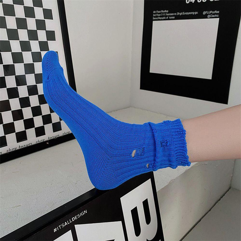 Vớ Cotton Phối Lỗ Phong Cách Harajuku Nhật Bản Cá Tính Cho Nữ