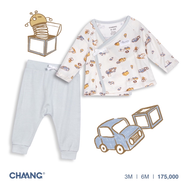Bộ dài tay cài chéo cho bé vải tăm.