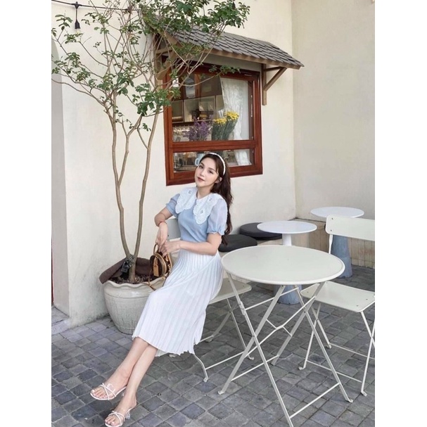 Áo tơ xước cổ ren