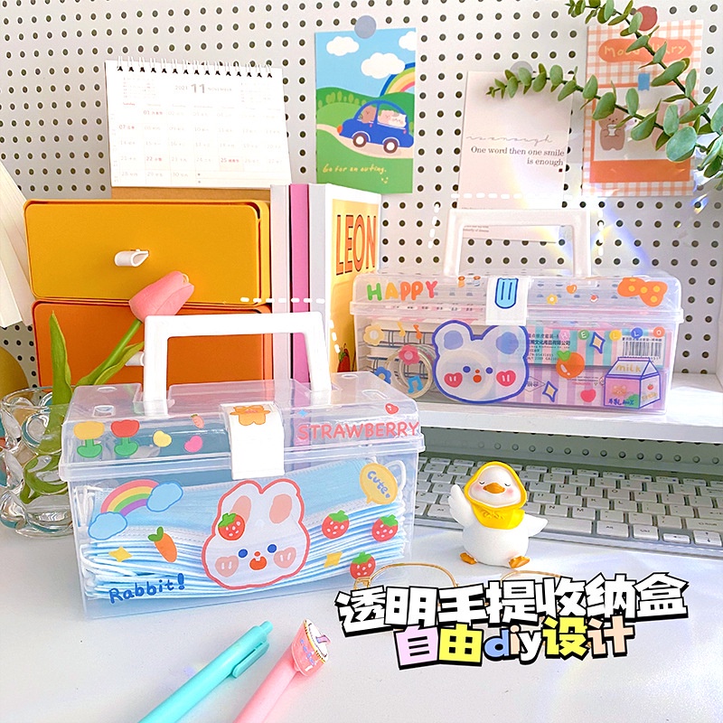 MVP2523 Hộp Nhựa Trong Suốt Đựng Đồ Chống Bụi Đa Năng Tặng Kèm Sticker Cute