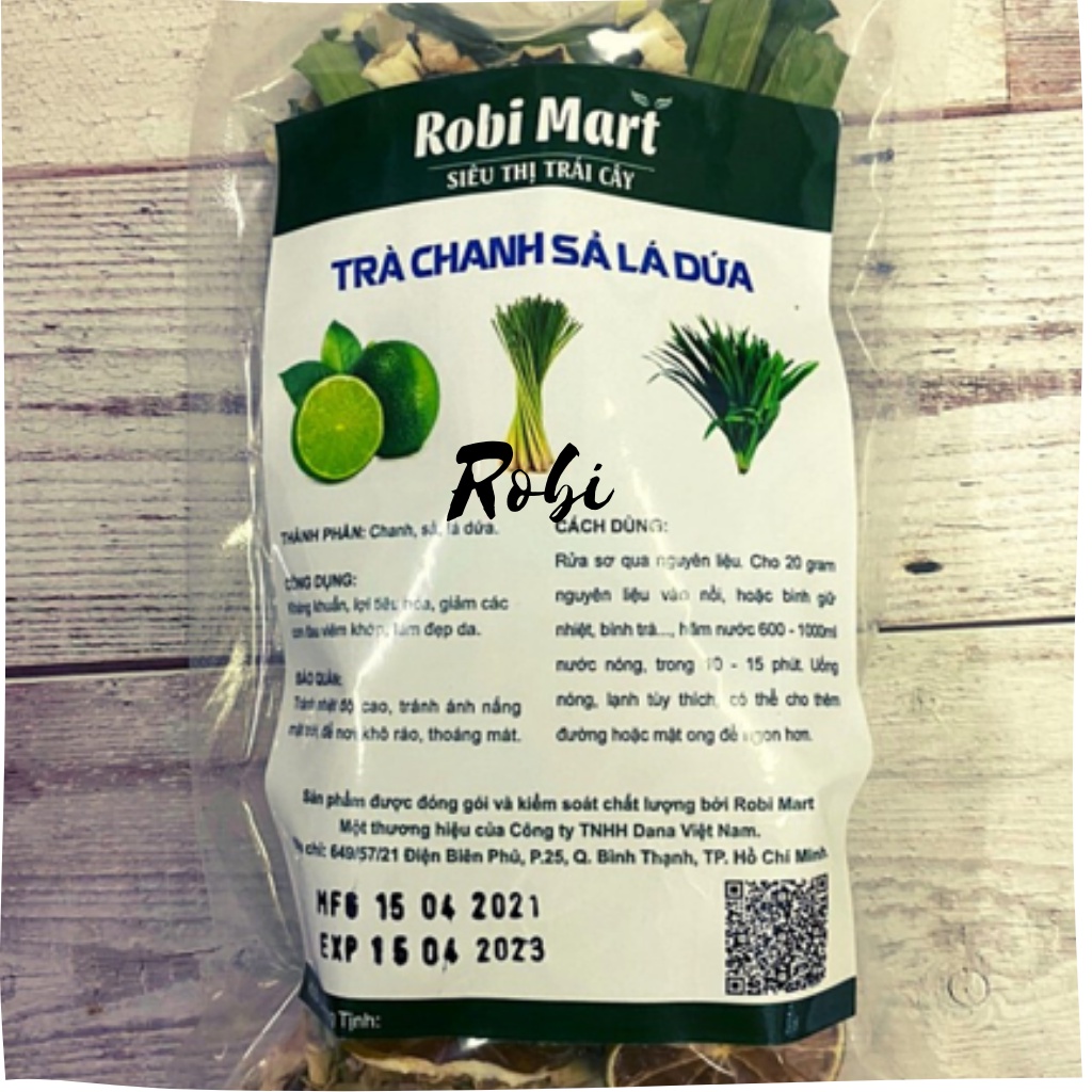 Trà chanh sả lá dứa Robimart gói 60 gram detox tăng cường sức khỏe