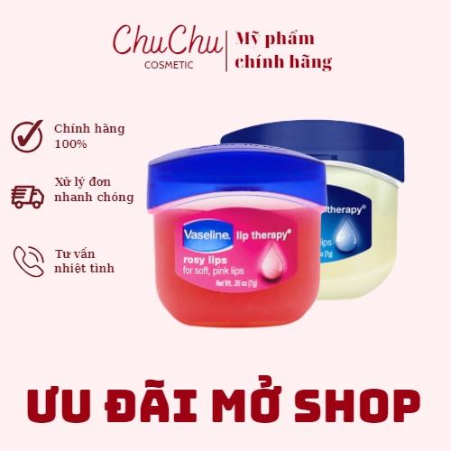 Son dưỡng môi Vaseline mềm mịn chống khô nứt, thâm môi dạng hũ 7gram