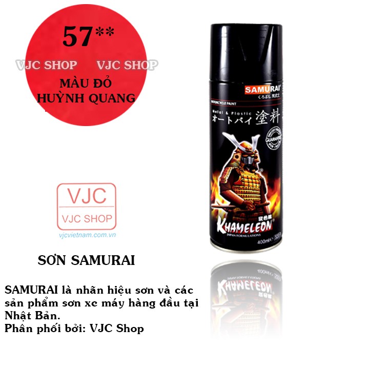 Chai sơn xịt sơn xe máy cao cấp SAMURAI màu đỏ huỳnh quang mã 57**  dung tích 400 ml