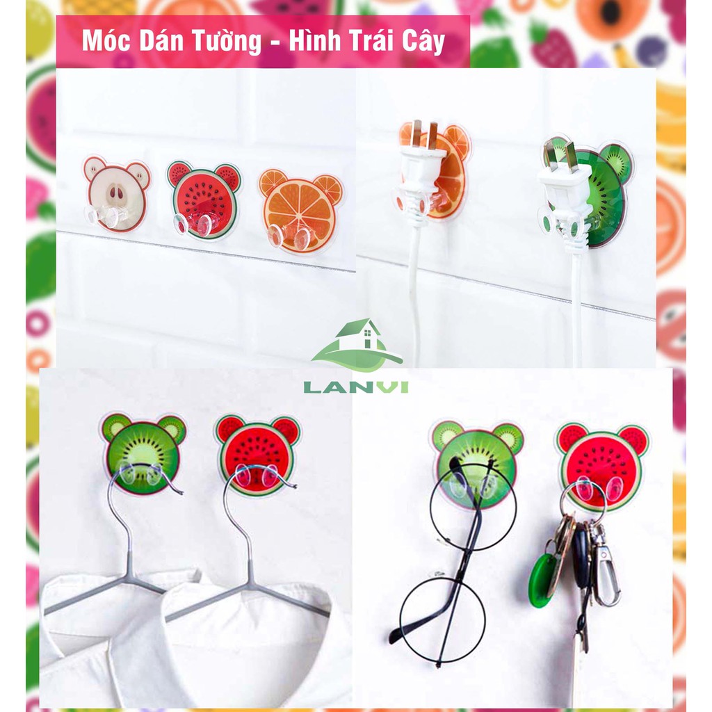 Móc Dán Tường Treo Đồ Chịu Lực - Hoạ Tiết Hình Trái Cây - Kích Thước (5.8cm x 6.2cm)