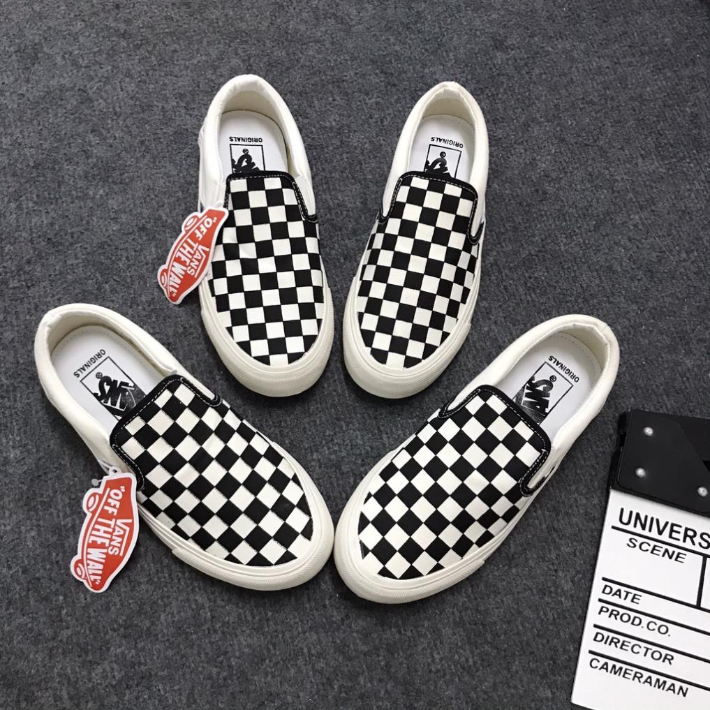 Giày sneaker vans caro slip on lười vài canvas đi học đi chơi nam nữ siêu hot