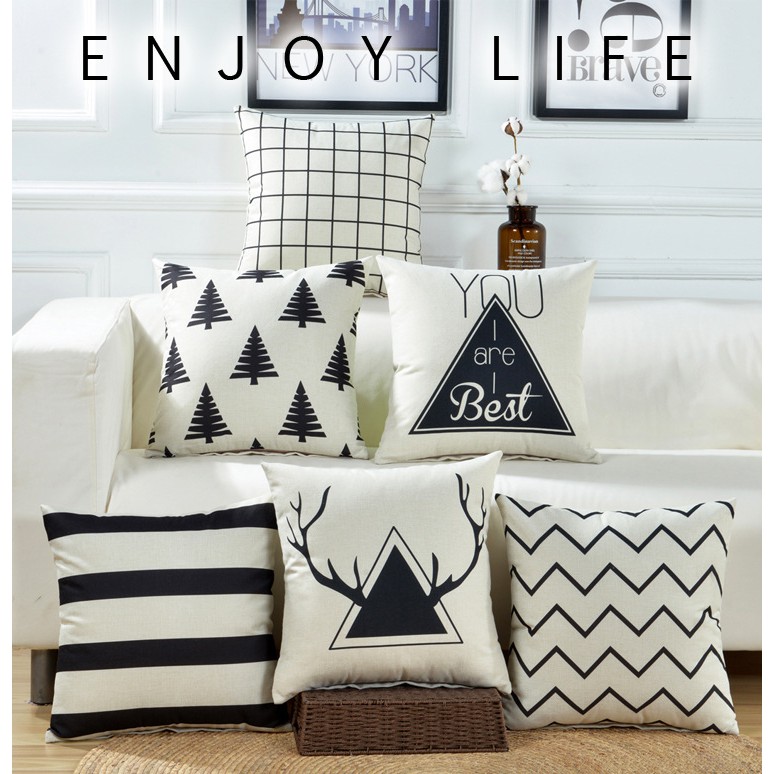 Passion Vỏ Gối tựa lưng sofa nền trắng nai đen