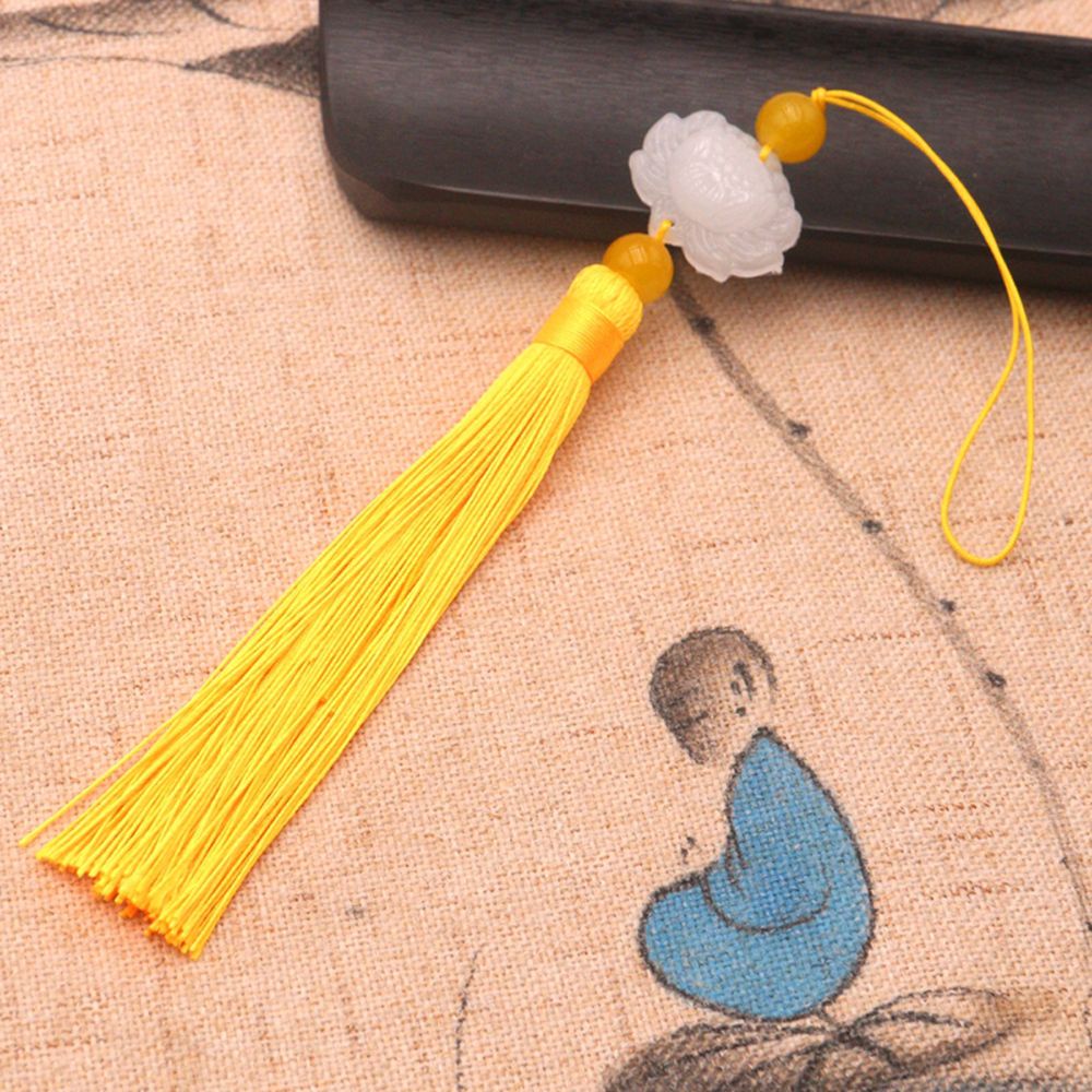 Tua rua mặt ngọc trắng hình hoa sen nhiều màu tùy chọn trang trí ô tô/rèm cửa/chìa khóa phong cách cổ trang